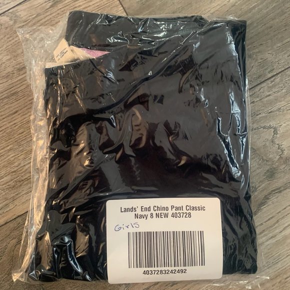 NWT LANDS' END GIRLS PLAIN FRONT STRETCH CHINO PANTS CLASSIC NAVY 7, 8, 14 - Picture 8 of 13